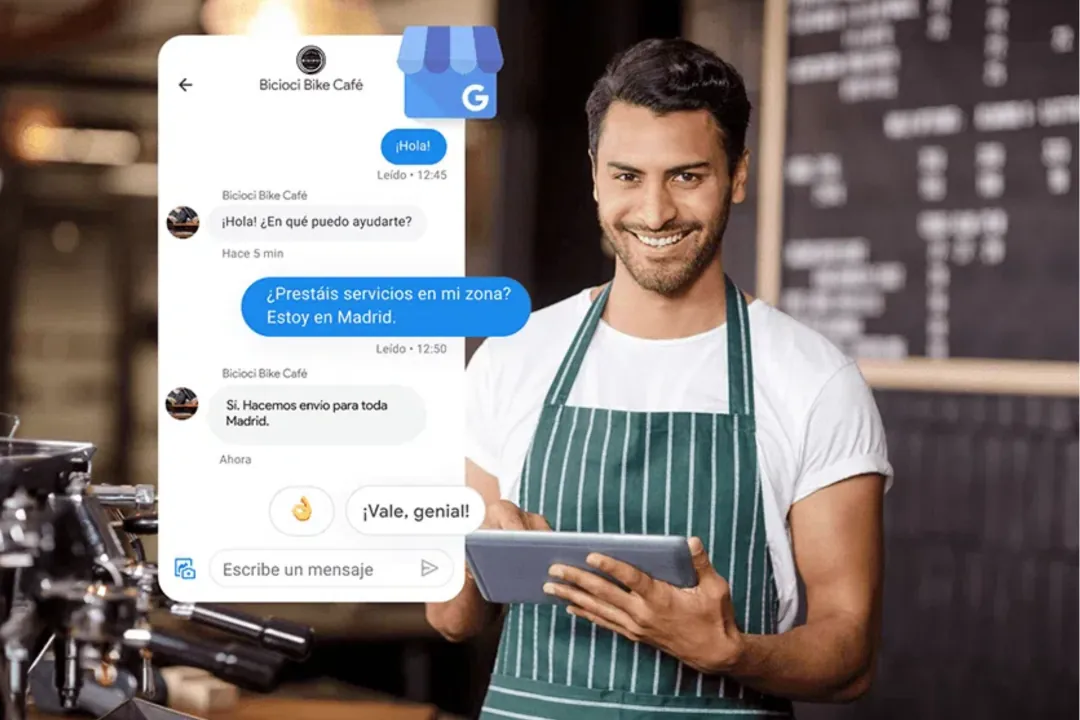 Dueña de floristería revisando resultados de Google Business y crecimiento orgánico por AIdesign.cl